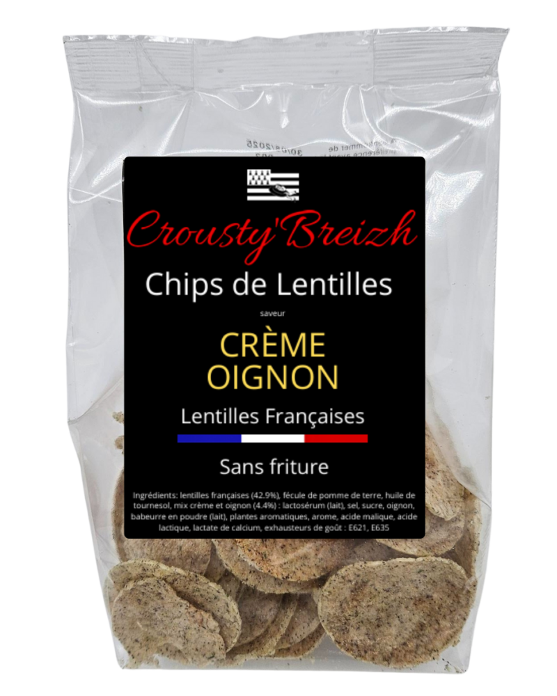 Chips de lentilles Françaises CREME et OIGNONS LOT 5 sachets