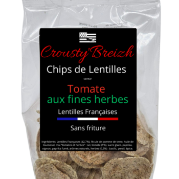 Chips de lentilles Françaises TOMATE et FINES HERBES LOT 5 sachets